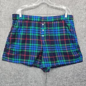 Aerie Sleepwear Shorts Woman XL Blue Green Plaid Flannel Pajama Boxer Shorts NWT